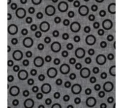 Linen Cotton Jacquard, Circles, Black