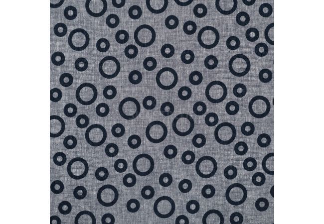 Linen Cotton Jacquard - Circles, Denim