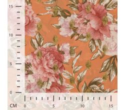 Poly Foil Print, Flowers, Peach