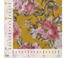 Poly Foil Print, Flowers, Ochre