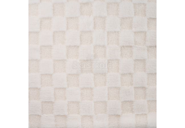 High Low Checked Fur - Ecru