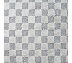 High Low Checked Fur, Silver Grey