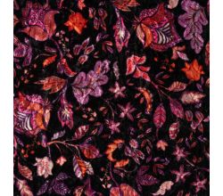Velour Quilt Karola Print, Flowers, Fuchsia