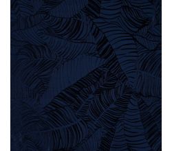Viscose Jacquard Leaves, Leaves, Navy