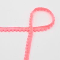 Prýmek s bambulkami, 4 mm - neonově růžová