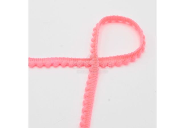 Prýmek s bambulkami, 4 mm - neonově růžová