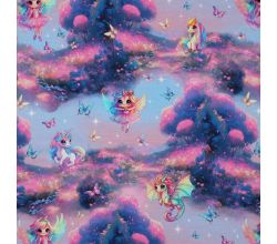 Úplet French Terry s potiskem - víly, růžová