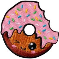 Nažehlovačka Donut s růžovou polevou 4,5 x 4,5 cm Monoquick