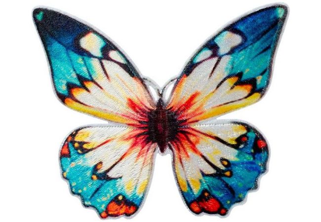 Nažehlovačka Motýl modrožlutý 6 x 7,2 cm Monoquick