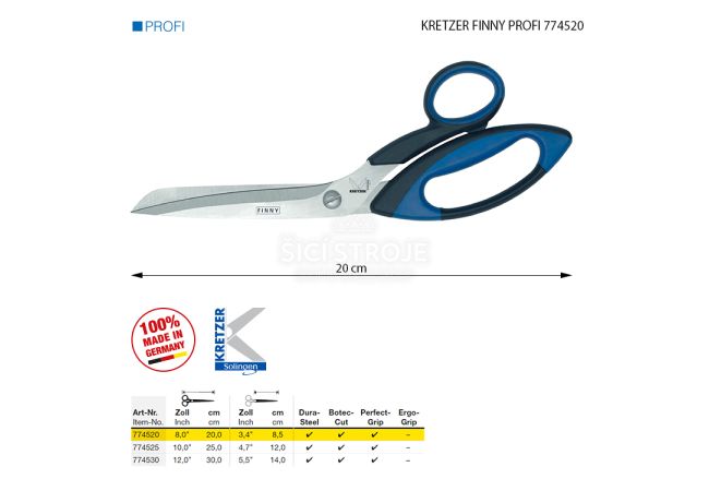 Krejčovské nůžky KRETZER FINNY PROFI 774520