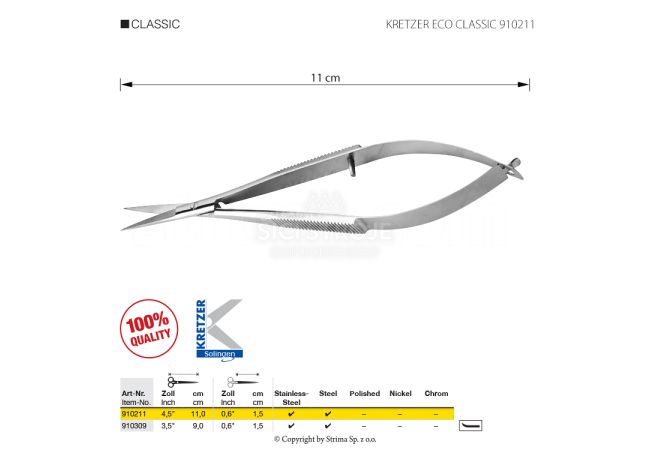 Nůžky pro přesné stříhání KRETZER ECO CLASSIC 910211