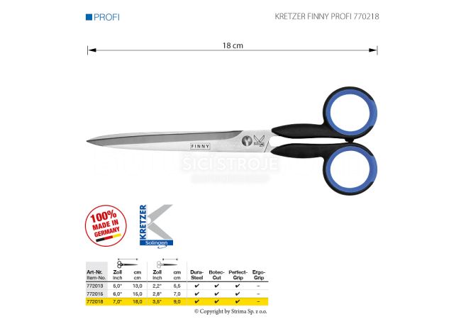 Krejčovské nůžky KRETZER FINNY PROFI 772018