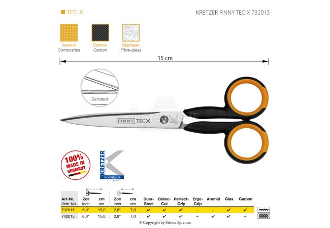 Nůžky s mikrozoubky KRETZER FINNY TEC X 732015