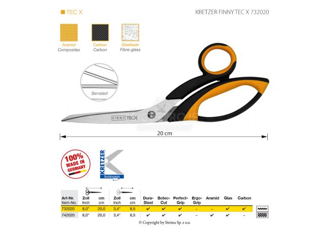 Nůžky s mikrozoubky KRETZER FINNY TEC X 732020