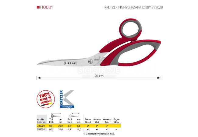 Krejčovské nůžky KRETZER FINNY ZIPZAP/HOBBY 782020