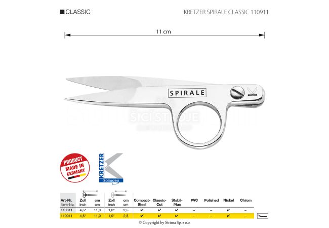 Odstřihávací nůžky / cvakačky KRETZER SPIRALE CLASSIC 110911