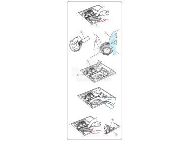 Čištění člunkové dráhy a podavače u šicího stroje s rotačním chapačem