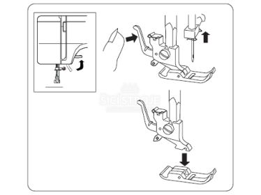 Nasazení a vyjmutí přítlačné patky u šicího stroje