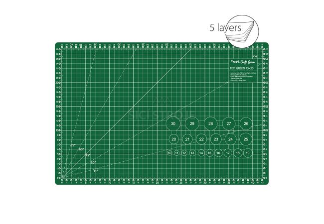 Řezací podložka TEXI GREEN 45 x 30 cm, 5vrstvá, zesílená