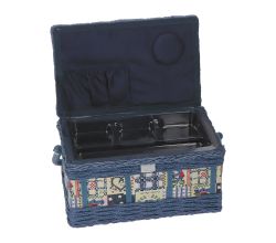 Krabice na šití luxusní modrá látka 28x19x17 cm
