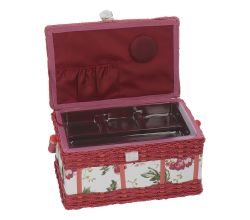 Krabice na šití luxusní červená látka 28x19x17 cm
