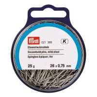 Špendlíky, 0,75 x 26 mm, stříbrné barvy, 25 g, krabička s poutkem