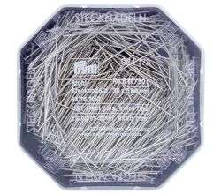 Špendlíky, 0,60 x 30 mm, stříbrné barvy, 50 g, plastová krabička