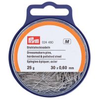 Špendlíky, 0,60 x 30 mm, stříbrné barvy, 25 g, krabička s poutkem