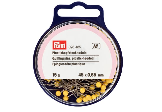 Špendlíky s plastovou hlavičkou, 0,65 x 45 mm, žluté, 15 g