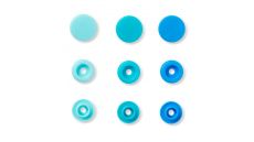 Plastové patentky "Color Snaps" kulaté, Prym Love, 12,4 mm, 30 ks, tyrkysové/modré