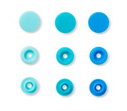 Plastové patentky kulaté "Color Snaps" 30 ks, tyrkysové/modré
