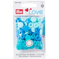Plastové patentky "Color Snaps" kulaté, Prym Love, 12,4 mm, 30 ks, tyrkysové/modré