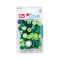 Plastové patentky "Color Snaps" kulaté, Prym Love, 12,4 mm, 30 ks, zelené
