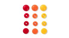 Plastové patentky "Color Snaps" kytičky, Prym Love, 13,6 mm, 21 ks, červené/oranžové/žluté