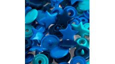 Plastové patentky "Color Snaps" hvězdičky, Prym Love, 12,4 mm, 30 ks, modré/tyrkysové/inkoustové