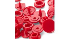 Plastové patentky "Color Snaps" srdíčka, 12,4 mm, 30 ks, červené
