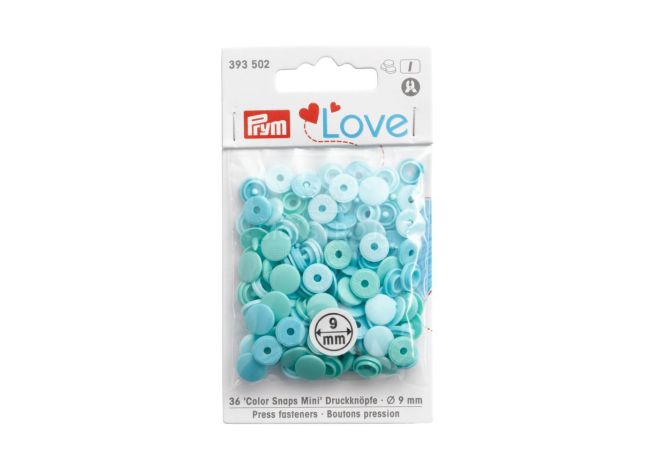 Plastové patentky "Color Snaps Mini", Prym Love, 9 mm, 36 ks, v odstínech máty