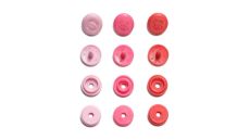 Plastové patentky "Color Snaps Mini", našitý vzhled, Prym Love, 9 mm, 36 ks, v odstínech světle růžové