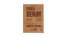 Nášivka štítek Raw&Denim, imitace semiše, nažehlovací, písková