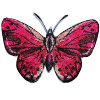 Nášivka motýl, samolepicí/nažehlovací, růžová
