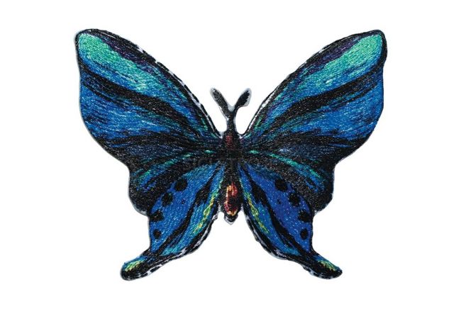 Nášivka motýl, samolepicí/nažehlovací, modrá/černá