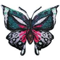 Nášivka motýl, samolepicí/nažehlovací, zelená/růžová