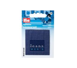 Nášivka džínový štítek Jeans Men's, čtverec, nažehlovací, modrá