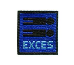 Nášivka štítek Exces, nažehlovací, modrá/černá