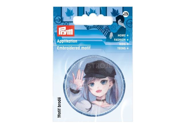 Nášivka Anime dívka s čepicí, nažehlovací
