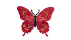 Nášivka motýl s korálky, nažehlovací, červená