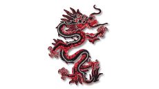 Nášivka asijský drak, nažehlovací, červená/černá