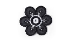 Nášivka květina, nažehlovací, černá/bílá