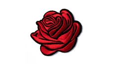 Nášivka růže, nažehlovací, červená/černá