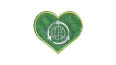 Nášivka recyklovaná, srdce, nažehlovací, zelená